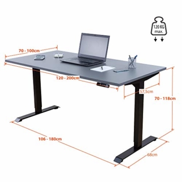 ALBATROS Schreibtisch-Gestell Lift S5S, Silber, 2X Motoren, elektrisch höhenverstellbar mit Memory-Funktion, Kollisionsschutz und Soft-Start/Stop - 6