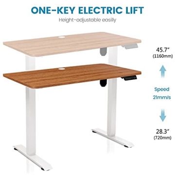 DCHOUSE höhenverstellbarer Schreibtisch elektrisch mit Kollisionschutz, Memory Funktion Computertisch mit 120x60cm massivholz Tischplatte (Ahorn, Gestell Weiß) - 3