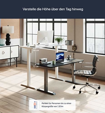 Desktronic Elektrisch Höhenverstellbarer Schreibtisch - Bequem und Schmerzfrei von Zuhause Arbeiten – Schreibtisch Höhenverstellbar (Weißes Gestell + 160x80 Weiße Tischplatte) - 4