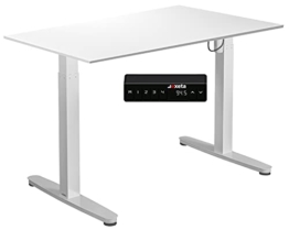 Exeta ergoEASY Elektrisch höhenverstellbarer Schreibtisch Gestell + Tischplatte melamin beschichtet (120cm x 75cm x 2,5cm),Memory-Funkt. und Softstart/-Stopp, Größe ideal für Homeoffice - 1