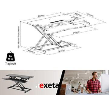 Exeta Höhenverstellbarer Steh-Sitz Tischaufsatz Schreibtisch. (Model 2021) Höhenverstellbarer Schreibtisch // in schwarz - 7