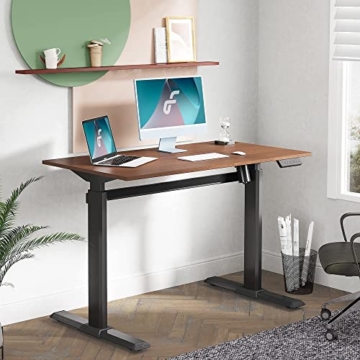 Fenge Elektrisch Höhenverstellbarer Schreibtisch mit Tischplatte 110 * 60cm Stufenlos Höhenverstellbarer Tisch mit 4 Programmierbarer Speicher Voreinstellungen (schwarz Rahmen und braun Desktop) - 2