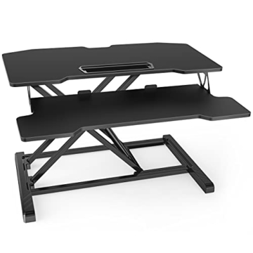 Fenge Stehpult Höhenverstellbarer Schreibtischaufsatz mit Tastaturablage 32'' Schwarz Stehpult aufsatz Schreibtisch - 7