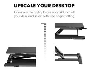 FITUEYES Büro Sitz Steh Computertisch Höhenverstellbar Stehpult mit Tastaturablage Geeignet für Zwei Monitore (Schwarz, 26
