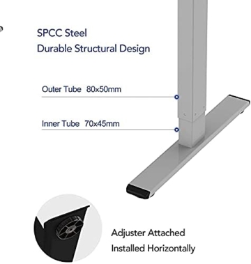FLEXISPOT E1S Höhenverstellbarer Schreibtisch Esstisch Elektrisch höhenverstellbares Tischgestell 2-Fach-Teleskop, mit Memory-Steuerung (Grau) - 2