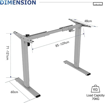 FLEXISPOT E1S Höhenverstellbarer Schreibtisch Esstisch Elektrisch höhenverstellbares Tischgestell 2-Fach-Teleskop, mit Memory-Steuerung (Grau) - 3