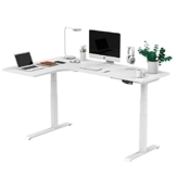 Flexispot E3L Winkelschreibtisch Eckschreibtisch elektrisch höhenverstellbar Bürotisch mit 2 Motoren, 3-Fach-Teleskop, Memory-Funktion und Softstart/-stopp (mit Tischplatte 160 * 100 cm Weiß 38mm/s) - 1