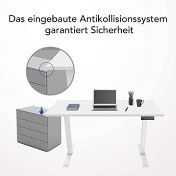 Flexispot ED2 Elektrisch Höhenverstellbarer Schreibtisch mit Tischplatte. Mit Memory-Steuerung und Softstart/-Stop& integriertes Anti-Kollisionssystem. (Ahorn+Weiß, 180 x 80 cm) - 5