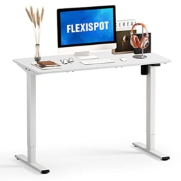 Flexispot EG1 Höhenverstellbarer Schreibtisch Elektrisch 2-Fach-Teleskop mit Tischplatte (White,Gestell Weiß, 100 x 60 cm) - 1