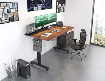 Maidesite Elektrisch Höhenverstellbarer Schreibtisch mit Tischplatte,mit 4 LED Erinnerung Touch Funktion und Feststellbare Rollen,Einfache Montage Höhenverstellbarer Schreibtisch - 3