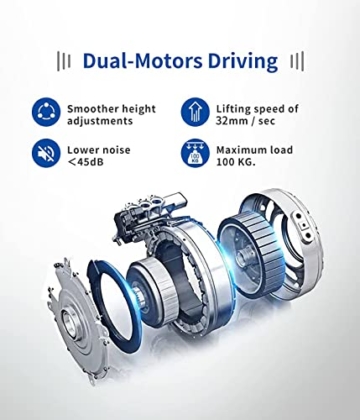 MAIDeSITe höhenverstellbarer elektrisher Schreibtisch mit 2 starken Motoren, höhenverstellbares tischgestell 2 teiligen Beinen sowie auch 4 Memory-Steuerung und Kollisionschutz Funktion(Weiß) - 2