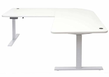 Mendler Eck-Schreibtisch HWC-D40, Computertisch, elektrisch höhenverstellbar 178x178cm 84kg - weiß, grau - 4