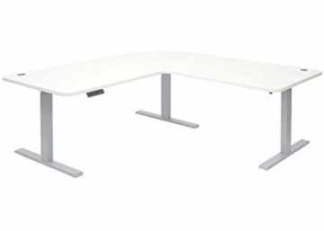 Mendler Eck-Schreibtisch HWC-D40, Computertisch, elektrisch höhenverstellbar 178x178cm 84kg - weiß, grau - 5