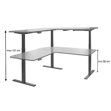 Mendler Eck-Schreibtisch HWC-D40, Computertisch, elektrisch höhenverstellbar 178x178cm 84kg - weiß, grau - 8