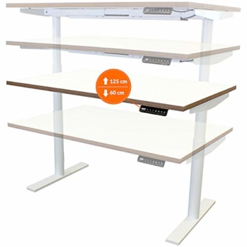 newpo elektrisch höhenverstellbarer Schreibtisch mit Tischplatte | BxT 140 x 80 cm | weiß | Stehtisch Bürotisch Tisch-Gestell - 2