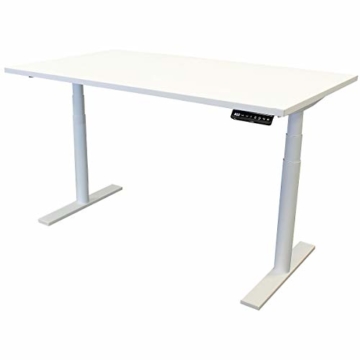 newpo elektrisch höhenverstellbarer Schreibtisch mit Tischplatte | BxT 140 x 80 cm | weiß | Stehtisch Bürotisch Tisch-Gestell - 1