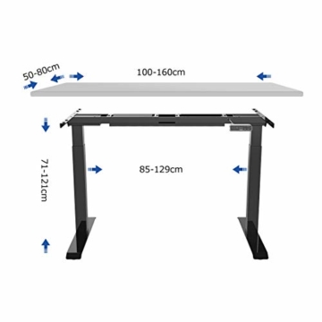 SANODESK EZ1- elektrisch stufenlos höhenverstellbarer Schreibtisch mit Kollisionschutz, Memory-Steuerung und Softstart/Stop Funktion (Schwarz) - 3