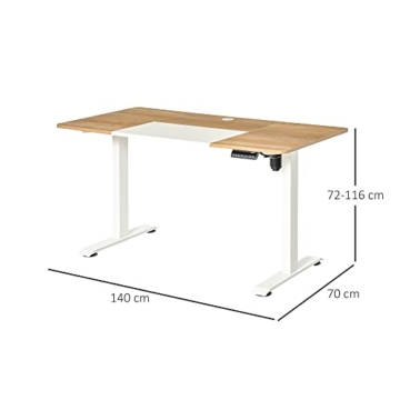 Vinsetto Elektrischer Schreibtisch Computertisch höhenverstellbar Stehschreibtisch Bürotisch Schreibtischständer Metall Spanplatte Natur+Weiß 140 x 70 x 72-116 cm - 4