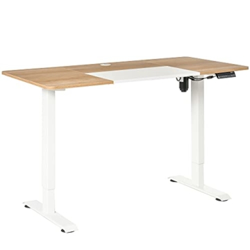 Vinsetto Elektrischer Schreibtisch Computertisch höhenverstellbar Stehschreibtisch Bürotisch Schreibtischständer Metall Spanplatte Natur+Weiß 140 x 70 x 72-116 cm - 1