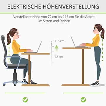 Vinsetto Elektrischer Schreibtisch Computertisch höhenverstellbar Stehschreibtisch Bürotisch Schreibtischständer Metall Spanplatte Natur+Weiß 140 x 70 x 72-116 cm - 5