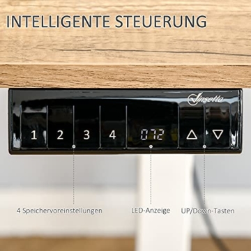 Vinsetto Elektrischer Schreibtisch Computertisch höhenverstellbar Stehschreibtisch Bürotisch Schreibtischständer Metall Spanplatte Natur+Weiß 140 x 70 x 72-116 cm - 6