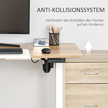 Vinsetto Elektrischer Schreibtisch Computertisch höhenverstellbar Stehschreibtisch Bürotisch Schreibtischständer Metall Spanplatte Natur+Weiß 140 x 70 x 72-116 cm - 9