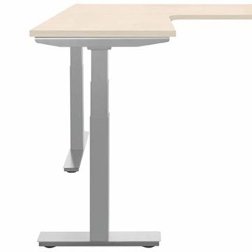 Weber Büro Winkelschreibtisch TELDRA 1.800 x 1.600 mm elektrisch höhenverstellbar, Ahorn, Farbe Gestell:Silber, Winkelausrichtung:Winkel rechts - 4